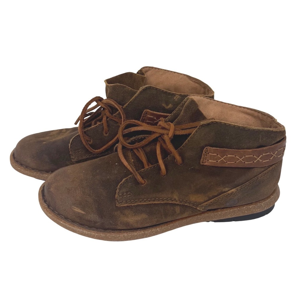 Born Boho distressed Cele‎ Leather Ankle Boots Womens 9 Brown Lace Up Chukka